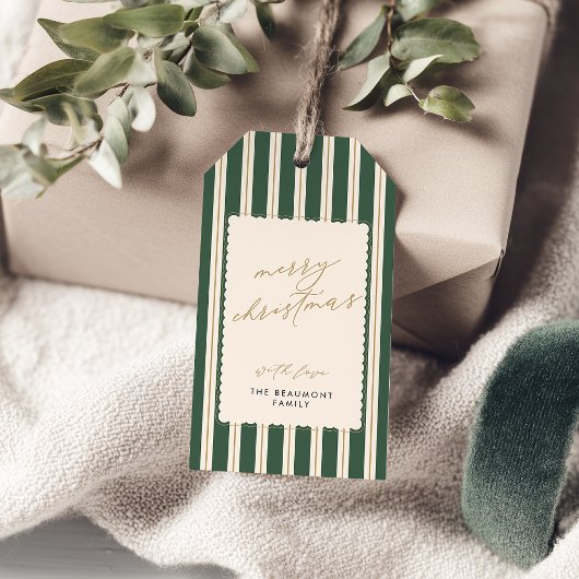 Gestreepte en Geschulpte Kerstcadeaukaartjes Cadeaulabel