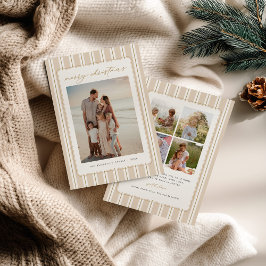 Gestreepte en geschulpte kerstkaart met foto