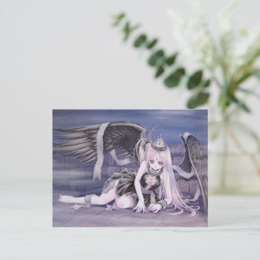 gestreepte engel briefkaart (Staand voorkant)