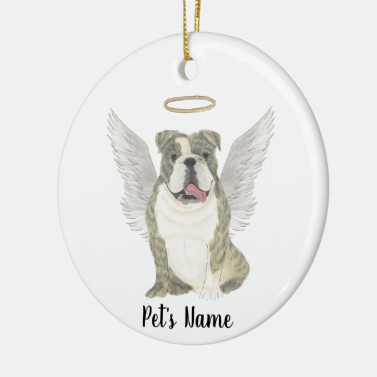 Gestreepte Engelse Bulldog Sympathie Herdenking Keramisch Ornament (Links)