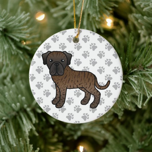 Gestreepte Engelse Mastiff Cute Cartoon Hond Keramisch Ornament (Boom)