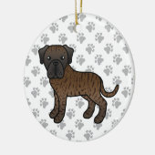 Gestreepte Engelse Mastiff Cute Cartoon Hond Keramisch Ornament (Links)