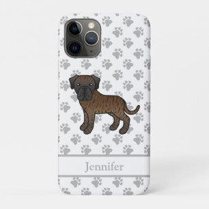 Gestreepte Engelse Mastiff Cute Cartoon Hond & Naa Case-Mate iPhone Case