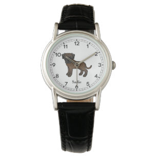 Gestreepte Engelse Mastiff Cute Cartoon Hond & Naa Horloge