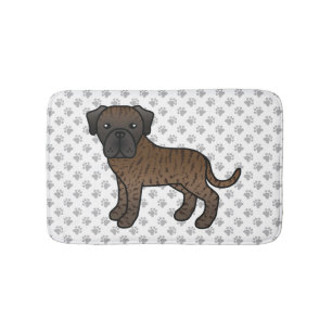 Gestreepte Engelse Mastiff Cute Cartoon Hond & Poo Badmat