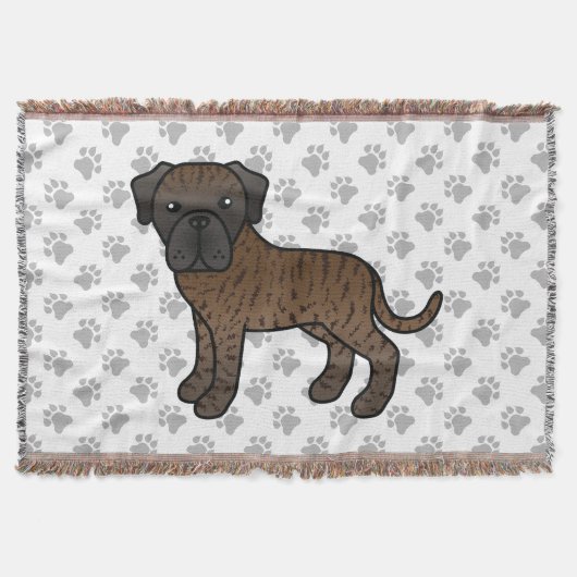 Gestreepte Engelse Mastiff Schattige Cartoon Hond Deken (Voorkant)