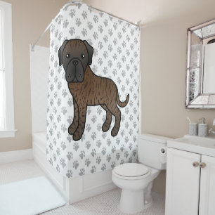 Gestreepte Engelse Mastiff Schattige Cartoon Hond Douchegordijn