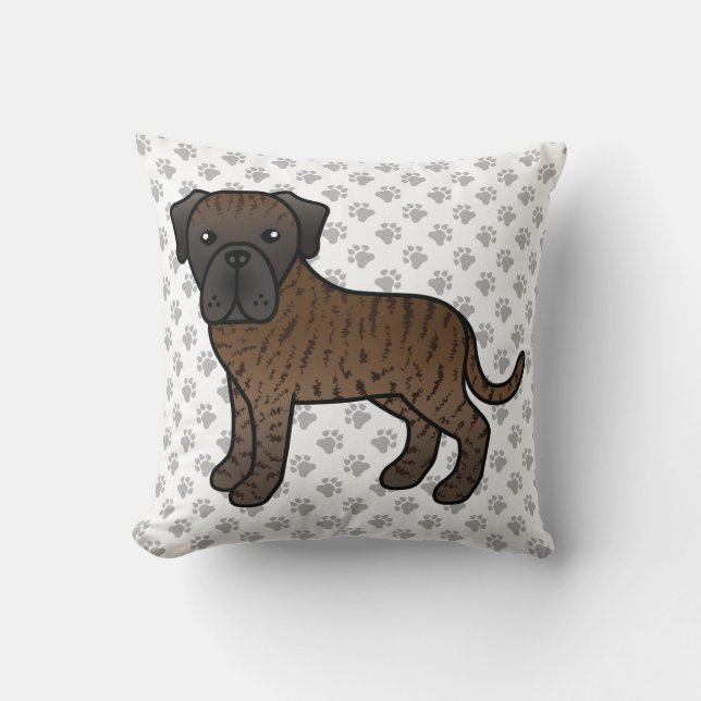 Gestreepte Engelse Mastiff Schattige Cartoon Hond  Kussen (Voorkant)