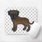 Gestreepte Engelse Mastiff Schattige Cartoon Hond Muismat (Met muis)