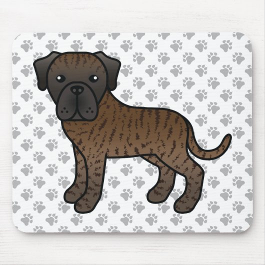 Gestreepte Engelse Mastiff Schattige Cartoon Hond Muismat (Voorkant)