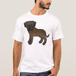 Gestreepte Engelse Mastiff Schattige Cartoon Hond T-shirt
