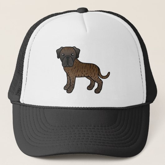 Gestreepte Engelse Mastiff Schattige Cartoon Hond Trucker Pet (Voorkant)
