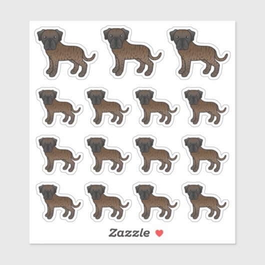 Gestreepte Engelse Mastiff Schattige Cartoon Honde Sticker (Vel)