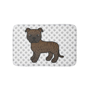 Gestreepte Engelse Staffie Schattige Cartoon Hond  Badmat