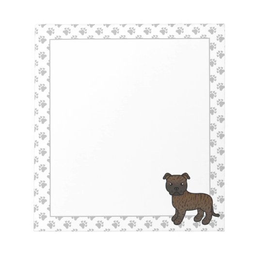 Gestreepte Engelse Staffie Schattige Cartoon Hond Notitieblok (Voorkant)
