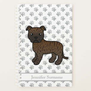 Gestreepte Engelse Staffie Schattige Cartoon Hond  Planner