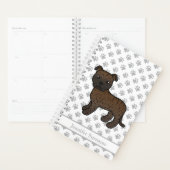 Gestreepte Engelse Staffie Schattige Cartoon Hond Planner (Display)