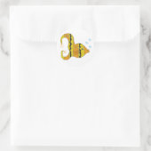 Gestreepte engelvis ronde sticker (Tas)