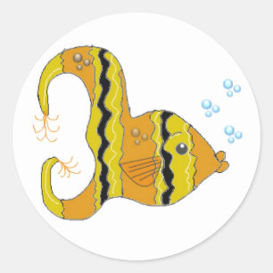Gestreepte engelvis ronde sticker