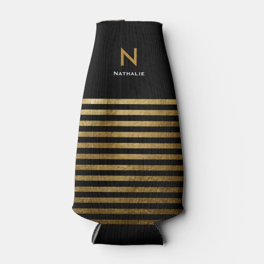 gestreepte fleskoeler met naam flesjeskoeler (Voorkant)