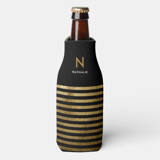 gestreepte fleskoeler met naam flesjeskoeler (Fles Voorkant)