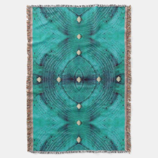 Gestreepte Floor Pattern in Aqua Blues Deken (Voorkant Verticaal)