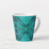Gestreepte Floor Pattern in Aqua Blues Latte Mok (Rechterhoek)