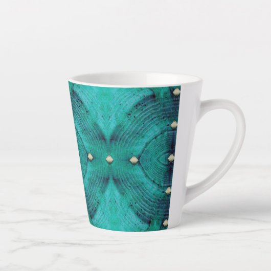 Gestreepte Floor Pattern in Aqua Blues Latte Mok (Rechts)