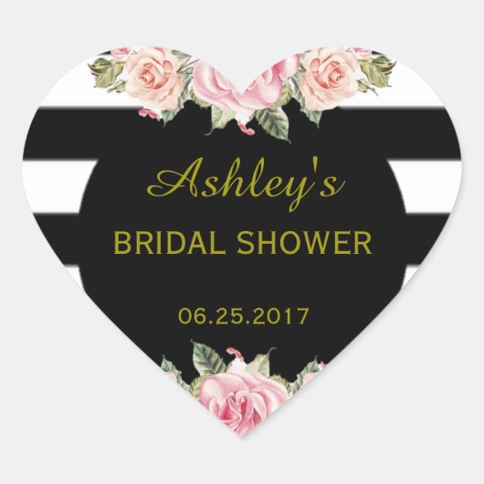 Gestreepte Floral Chique Bruiloft Favor Label (Voorkant)