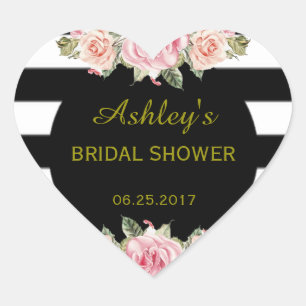 Gestreepte Floral  Chique Bruiloft Favor Label