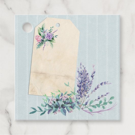 Gestreepte Floral Collage Scrapbook Verfraaiing Bedankjes Labels (Voorkant)