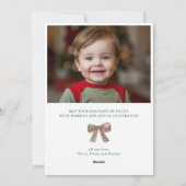 Gestreepte foto met groen en striklijst feestdagenkaart (Achterkant)