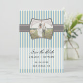 Gestreepte  Foto Sla de datum bruiloft op Kaart (Staand voorkant)