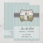 Gestreepte  Foto Sla de datum bruiloft op Kaart (Voorkant / Achterkant)