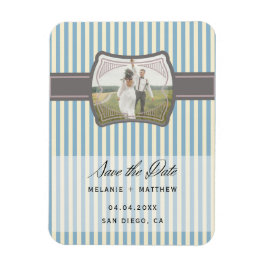 Gestreepte  Foto Sla de datum bruiloft op Magneet