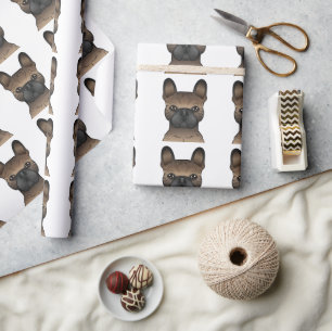 Gestreepte Franse Bulldog / Franse Bulldog Cute Ho Cadeaupapier