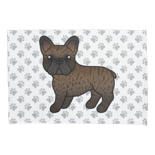 Gestreepte Franse Bulldog Schattige Cartoon Hond Kussensloop (Voorkant)