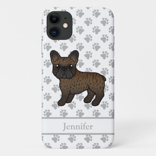 Gestreepte Franse Bulldog Zacht Kartonnen Hond & N Case-Mate iPhone Case (Achterkant)