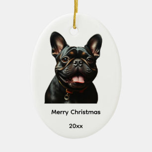 Gestreepte Frenchie Franse Bulldog Hond Huisdier Keramisch Ornament