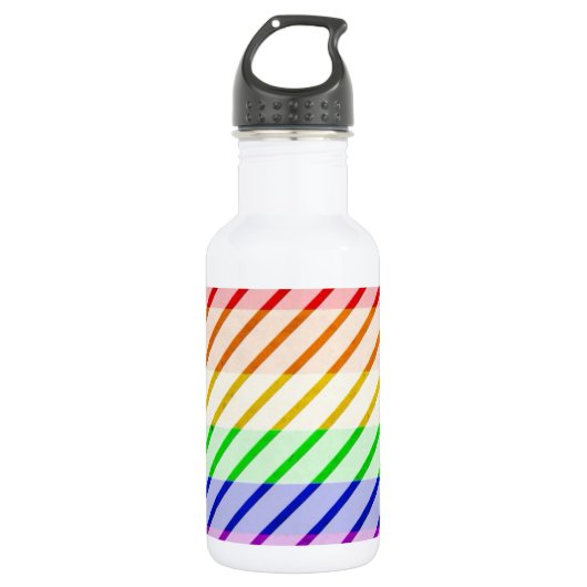 Gestreepte Gay Pride Flag Waterfles (Voorkant)