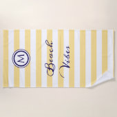 Gestreepte gele en witte kuststrandvibes strandlaken (Voorkant)
