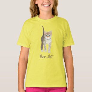 Gestreepte Gele Kitten T-shirt
