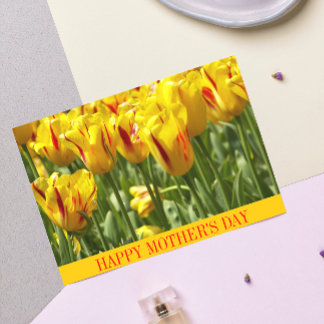 Gestreepte Gele Tulpen Bloemige Moederdag Kaart
