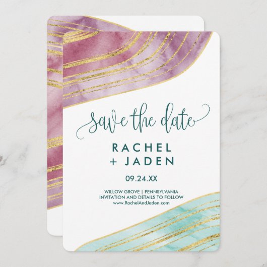 Gestreepte Gemstone | De Kaart Datum opslaan (Voorkant / Achterkant)