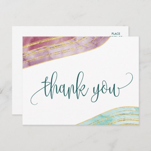Gestreepte Gemstone | Mauve Bedankt Briefkaart (Voorkant / Achterkant)