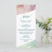 Gestreepte Gemstone | Mauve Dinner Menu Kaart (Staand voorkant)