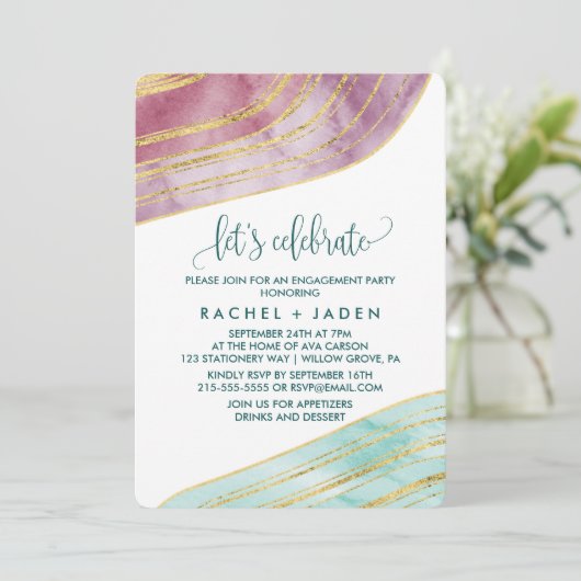 Gestreepte Gemstone | Mauve Let's Celebrate Kaart (Staand voorkant)