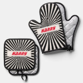 Gestreepte gewatteerde hitte, ovenhandschoen & pot ovenwant & pannenlap set (Voorkant / Achterkant)