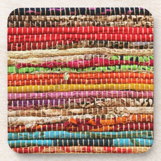 Gestreepte geweven stof weven look natuurlijk bier onderzetter (Voorkant)