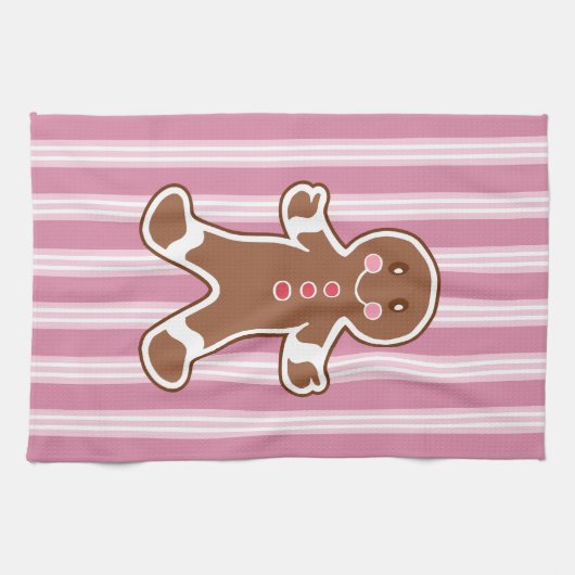 Gestreepte Gingerbread Boy Keukendoek Theedoek (Horizontaal)